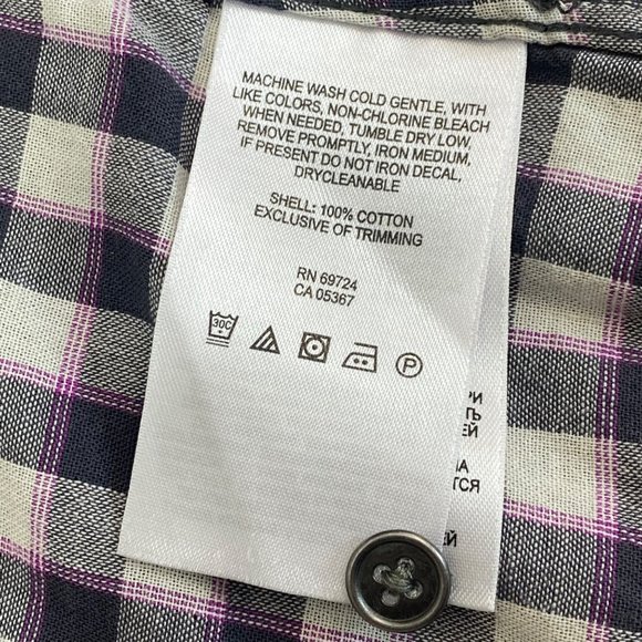 Columbia Women Button Up Hooded Cotton Flannel Shirt S Cotton Purple Gray Plaid - Picture 8 of 11